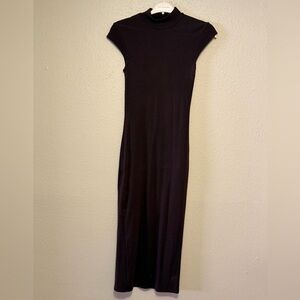 Zara Chocolate Brown Cap-Sleeve Midi Bodycon Dress